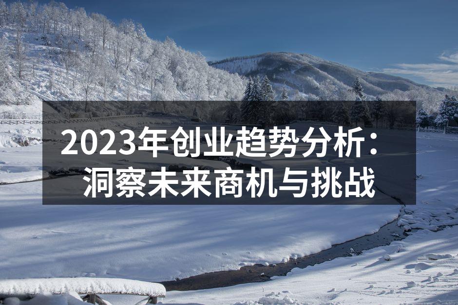 2023年创业趋势分析：洞察未来商机与挑战